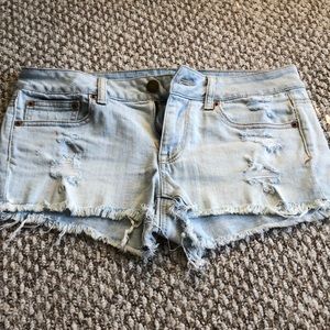 Destroyed light jean shorts